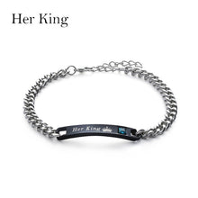 Load image into Gallery viewer, 1PC/1Pair Trendy Lovely Couple Bracelets Men&amp;Women Her King His Queen Romantic Crystal Crown Fashion Accessories Hand Jewelry